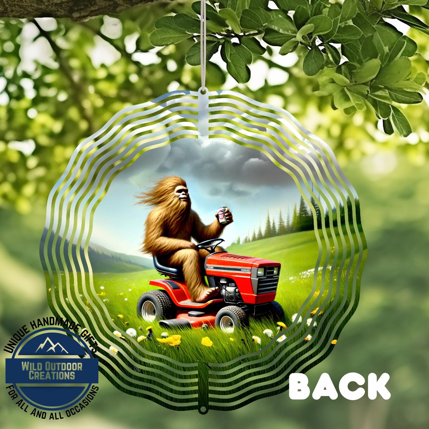 Bigfoot Wind Spinner - Funny Sasquatch Garden Decor | Aluminum Outdoor Yard Art - full product view