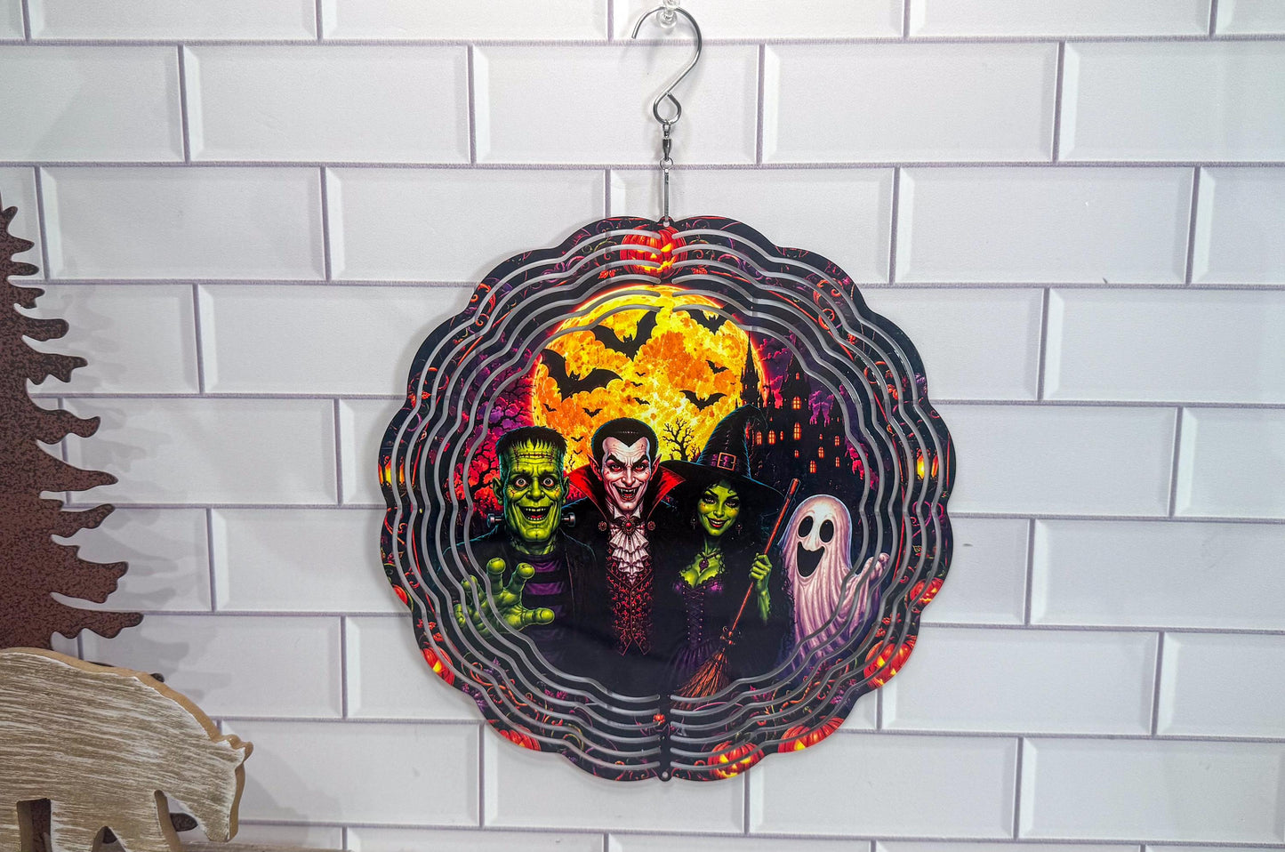 Halloween Wind Spinner, Monster Dracula Witch, 10 Inch, 360 Swivel