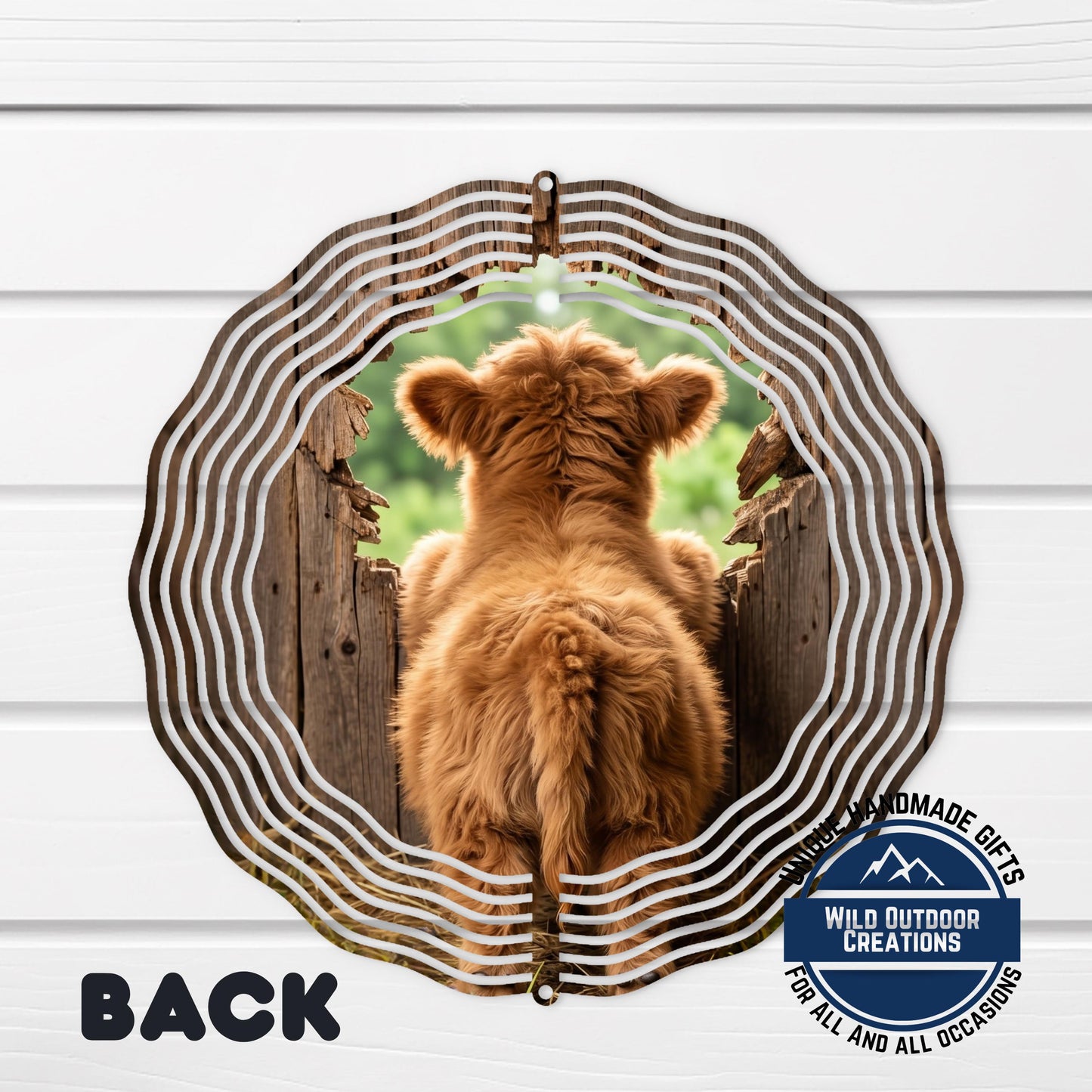 Highland Cow Wind Spinner – Double Sided Aluminum Garden Decor, 10-Inch Rustic Outdoor Patio