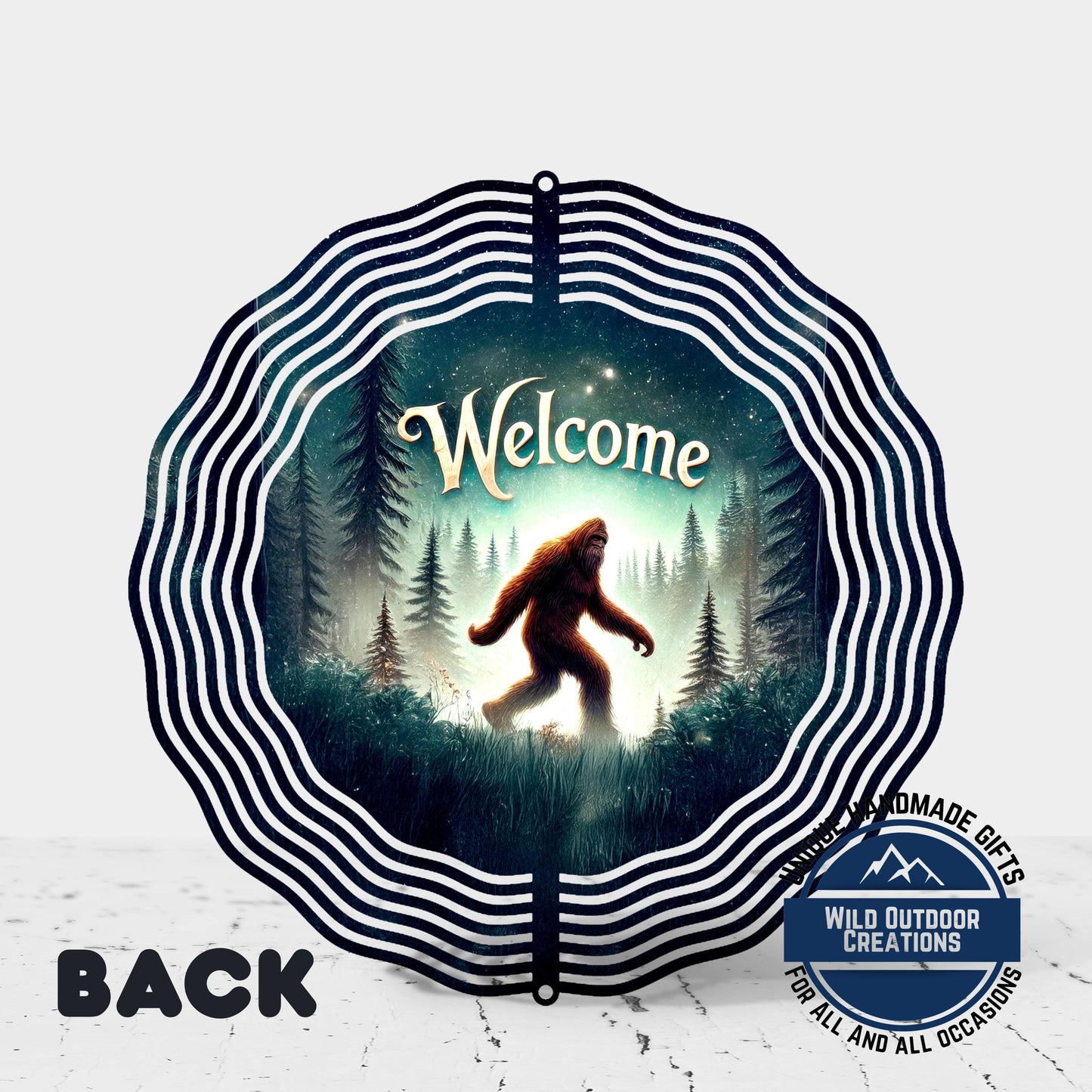 Bigfoot Welcome Spinner - Aluminum Outdoor Wind Spinner, Sasquatch Garden Decor - alternate view