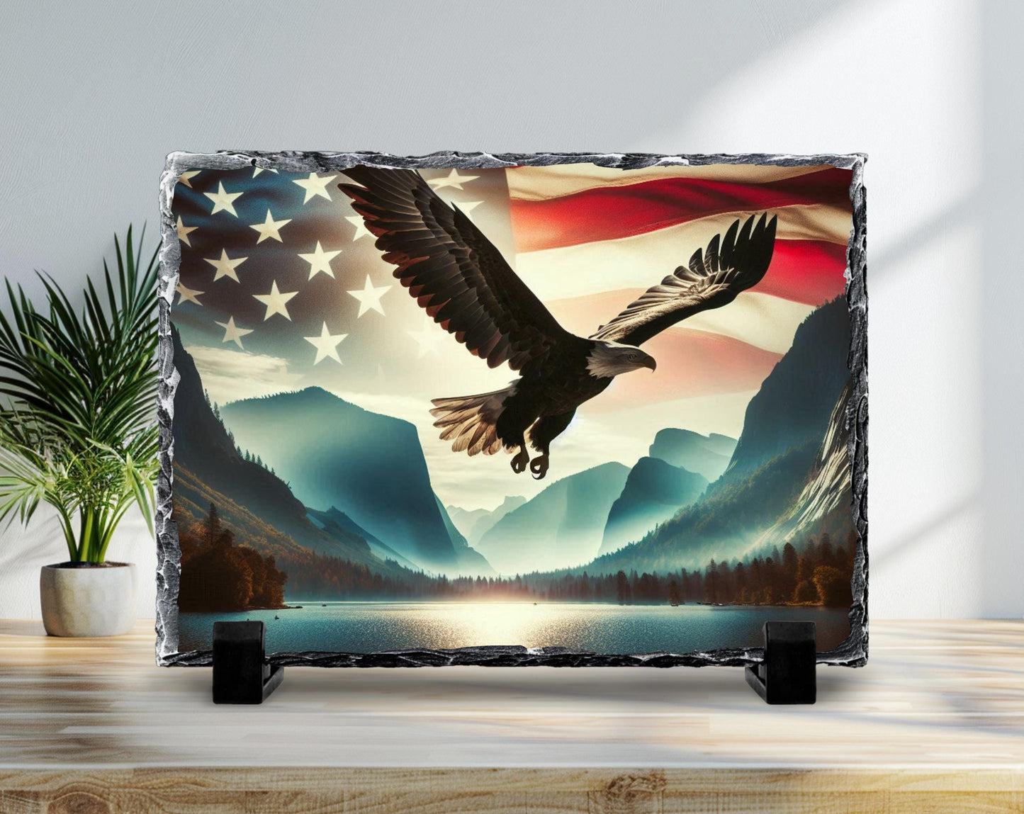 Bald Eagle Slate Sign – American Flag Art | Rustic Americana Style Decor