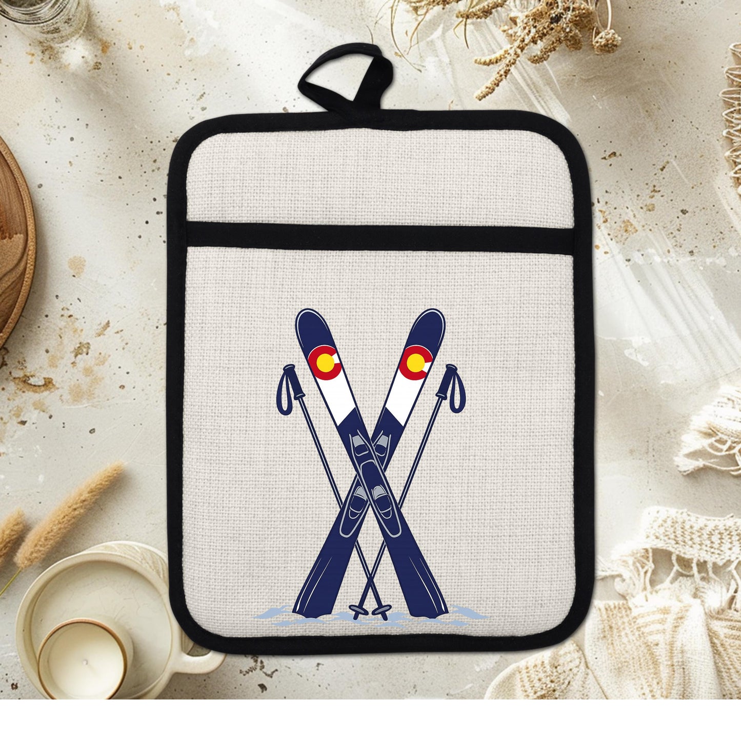 Ski Oven Mitt – Heat Resistant Silicone Pot Holder With Loop | Colorado Kitchen Decor