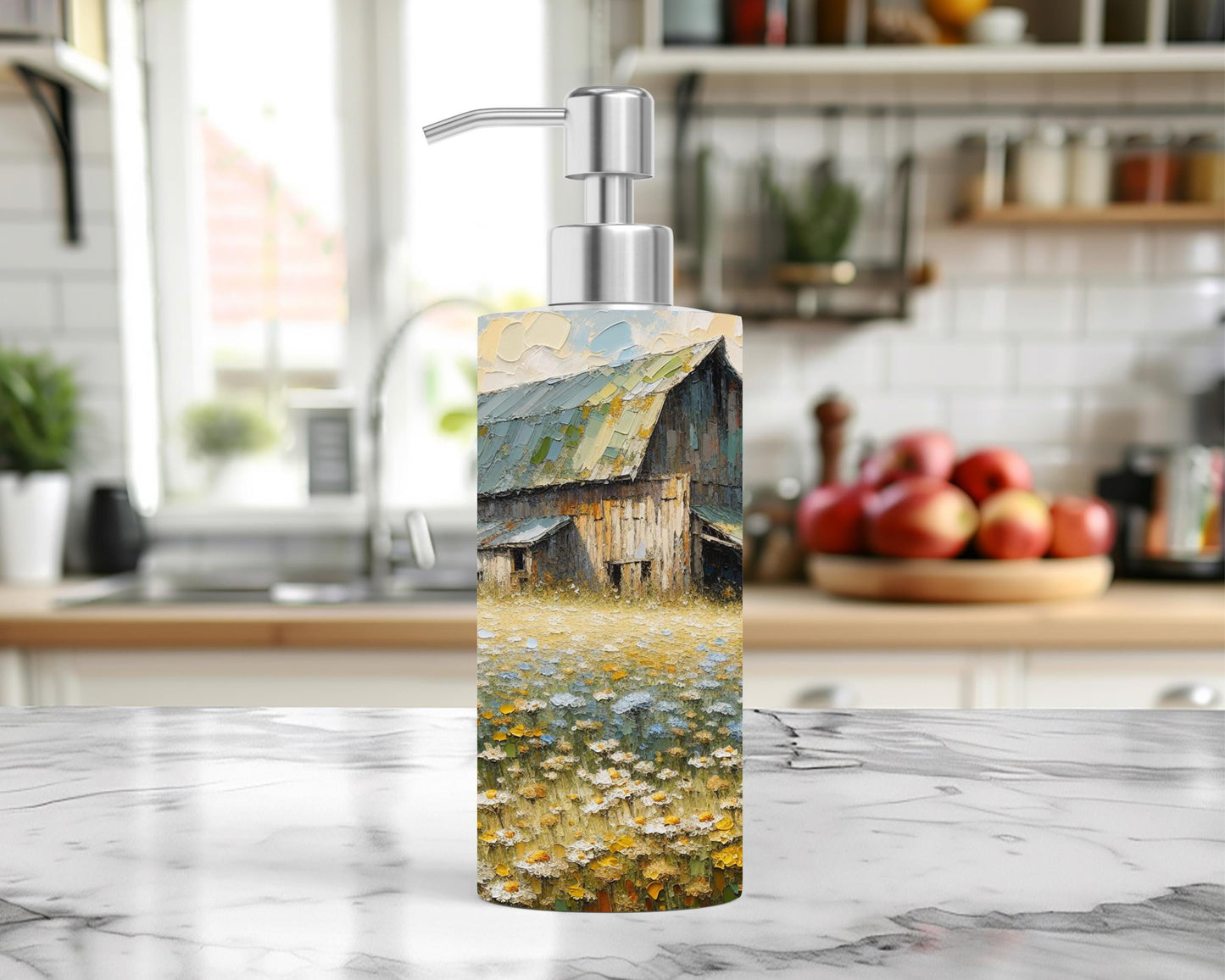 Wildflower Meadow Soap Dispenser for Rustic Farmhouse Kitchen Decor