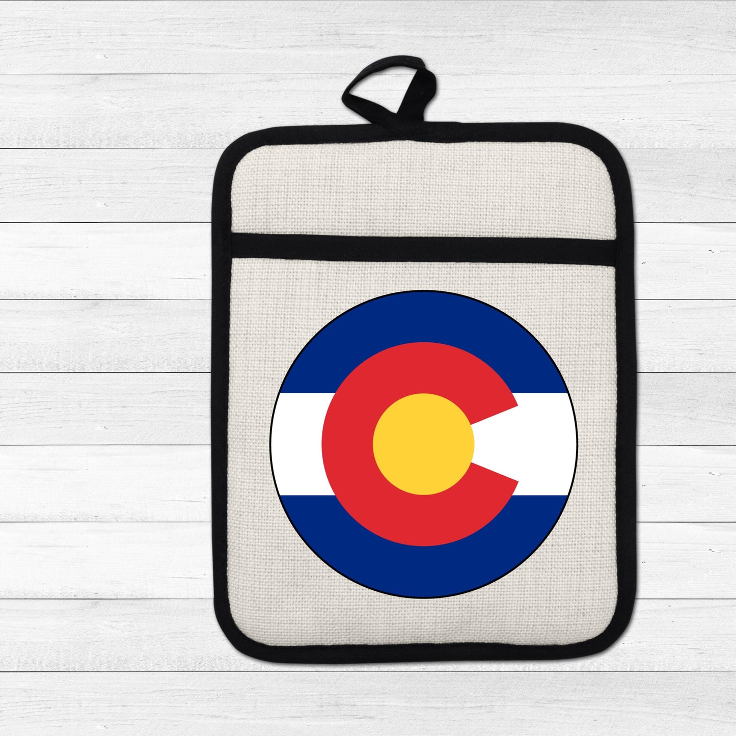 Colorado State Flag Pot Holder – Durable Linen & Silicone Kitchen Grip 9x7 Inches