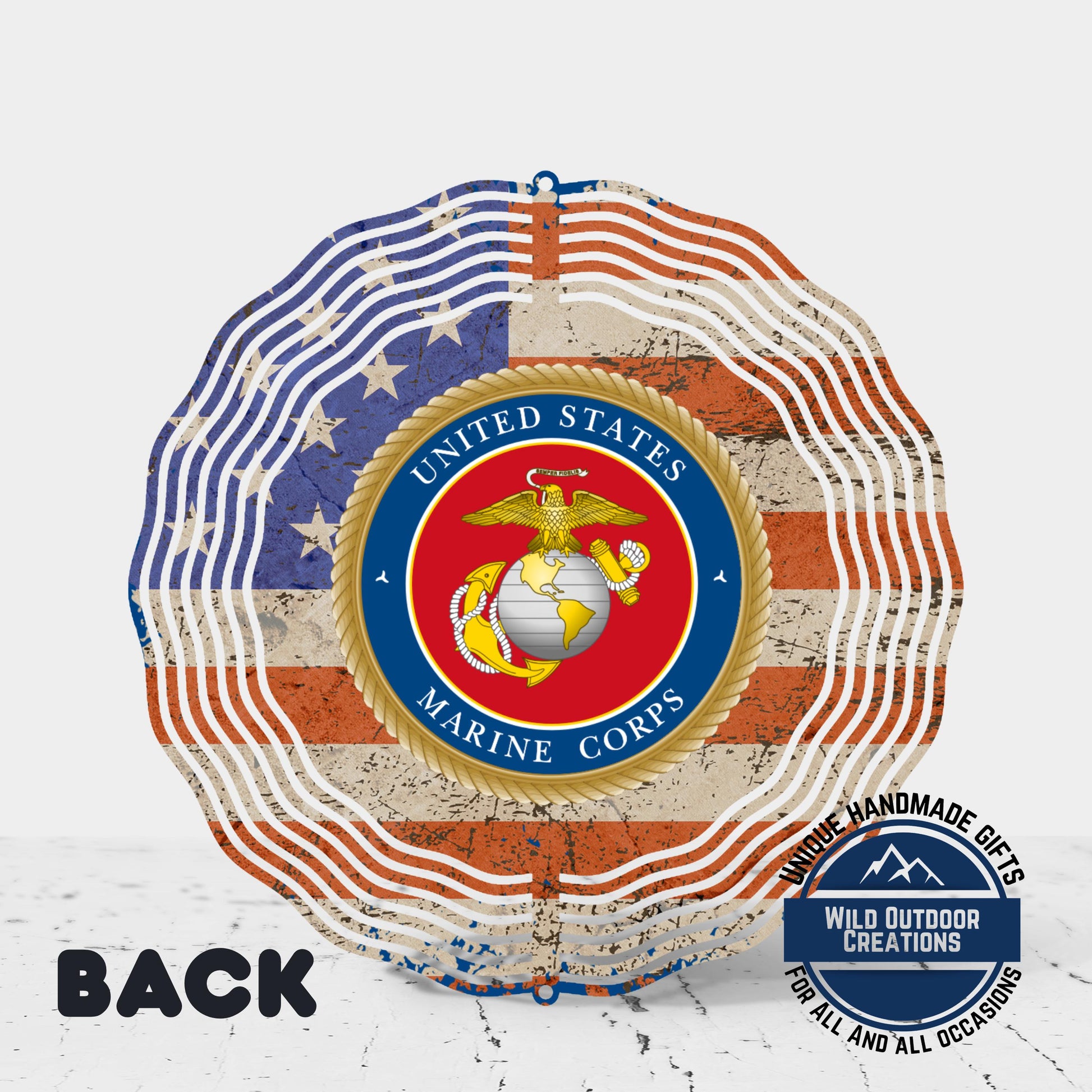 Marine Corps Wind Spinner – USMC Garden Decor | Patriotic Aluminum Outdoor Art - alternate view