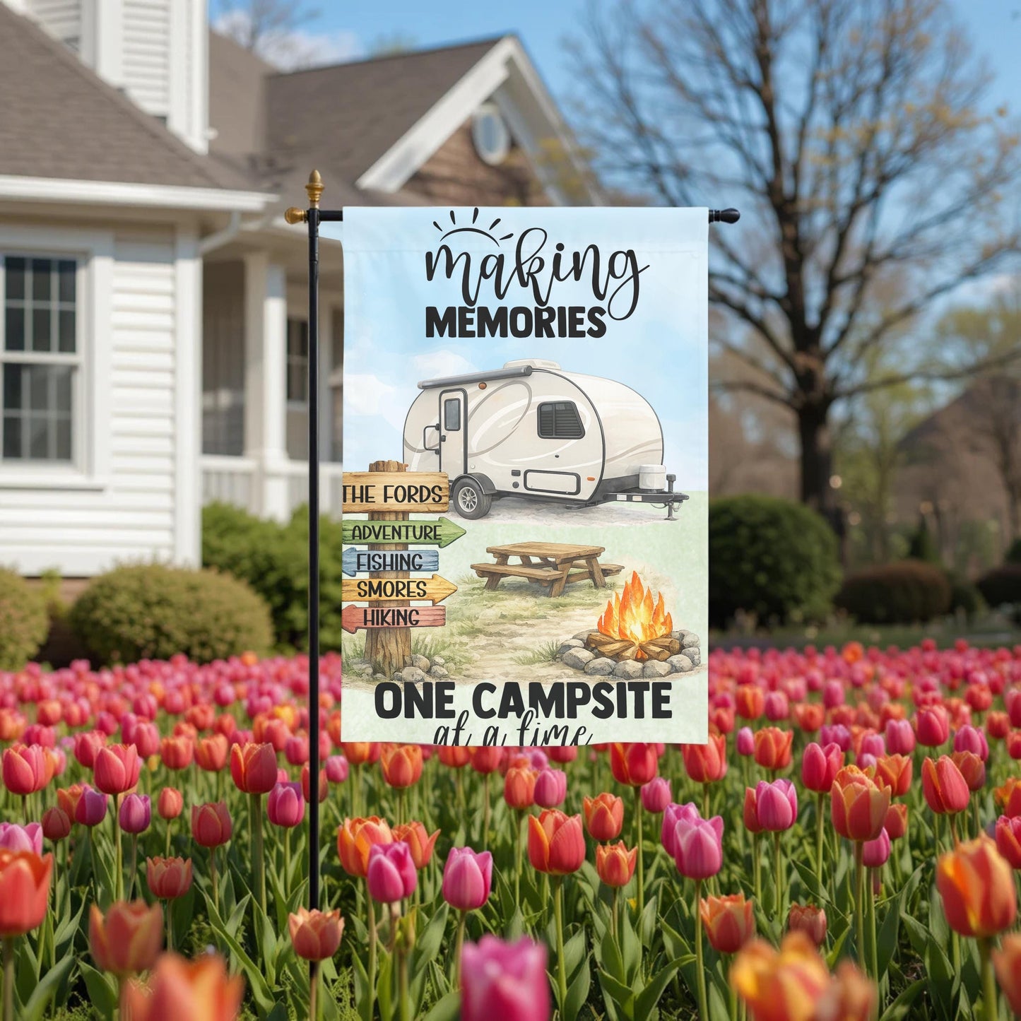 Personalized Garden Flag - Custom Camping Flag 12x18 Teardrop Camper Outdoor Decor - garden display