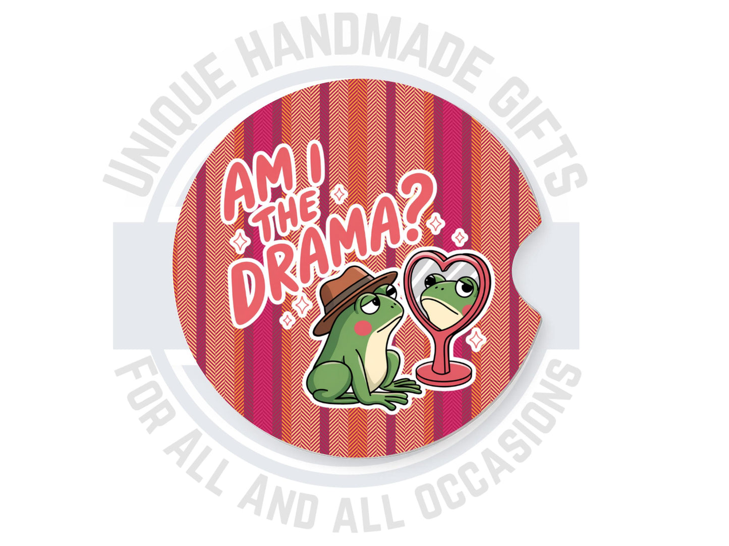 Frog Mirror Sandstone Car Coaster - Fun and Functional Auto Accessory