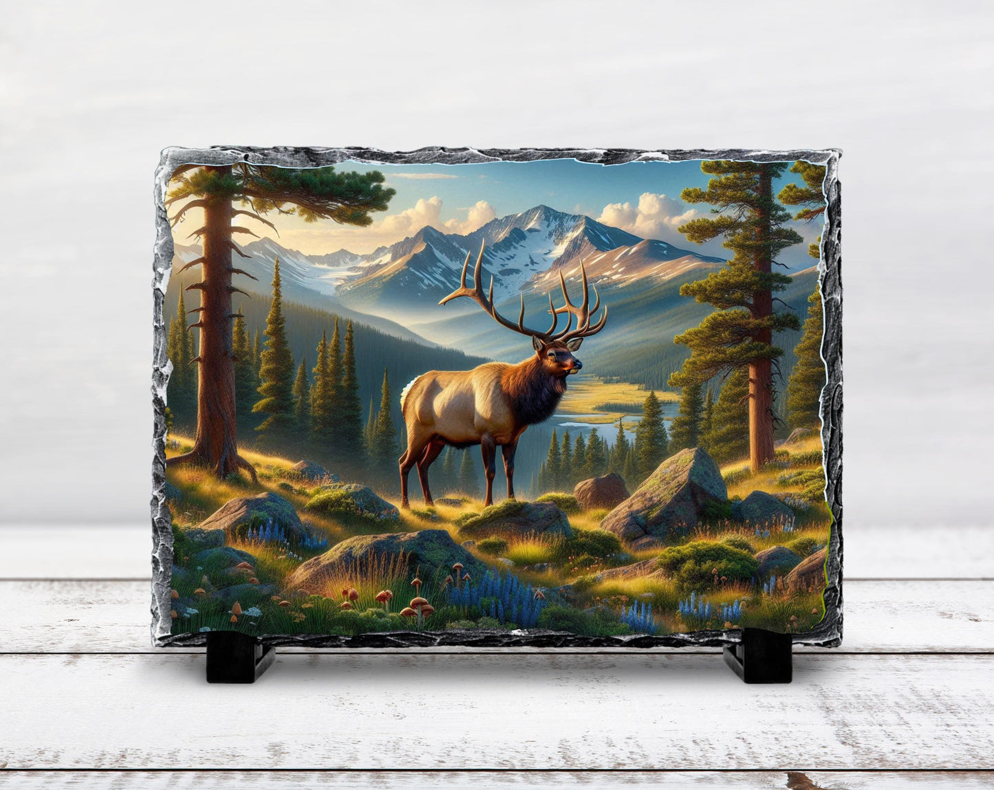 Elk Wall Art - Nature Slate Plaque | Rustic Cabin Decor | Wildlife Gift Idea