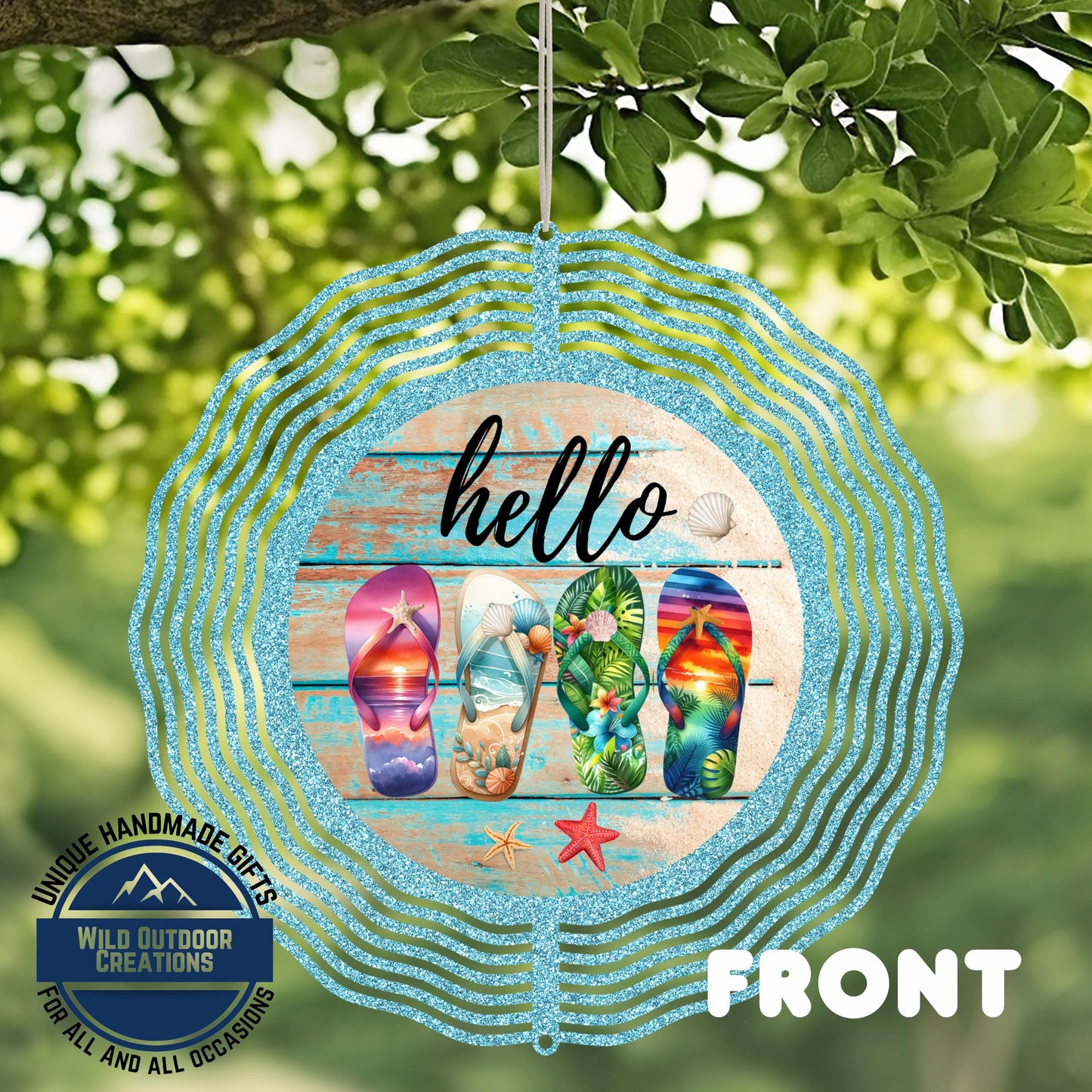 Flip Flop Wind Spinner - Colorful Summer Patio Decor | Coastal Yard Art