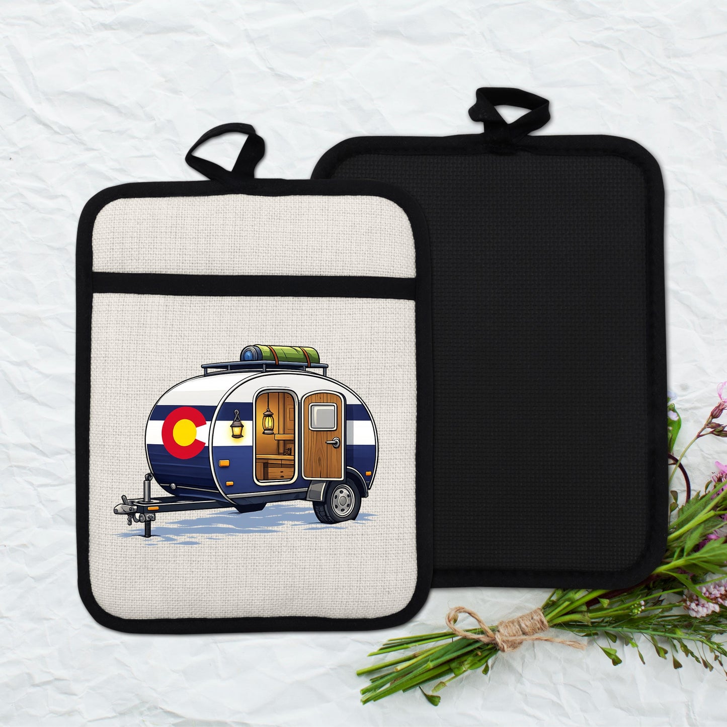 Pot Holder Oven Mitt - Heat Resistant Silicone Trivet | Colorado Camper Gift