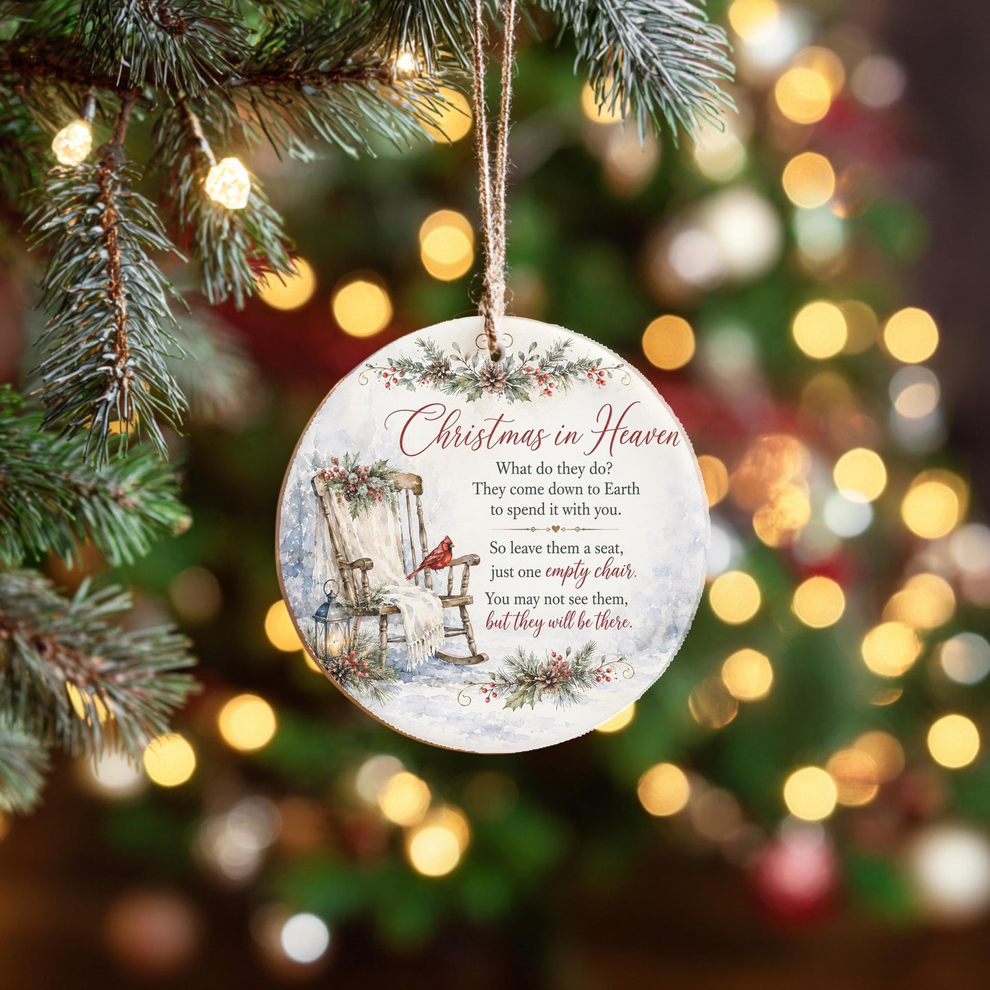 Memorial Ornament, Christmas In Heaven Ceramic Cardinal Keepsake