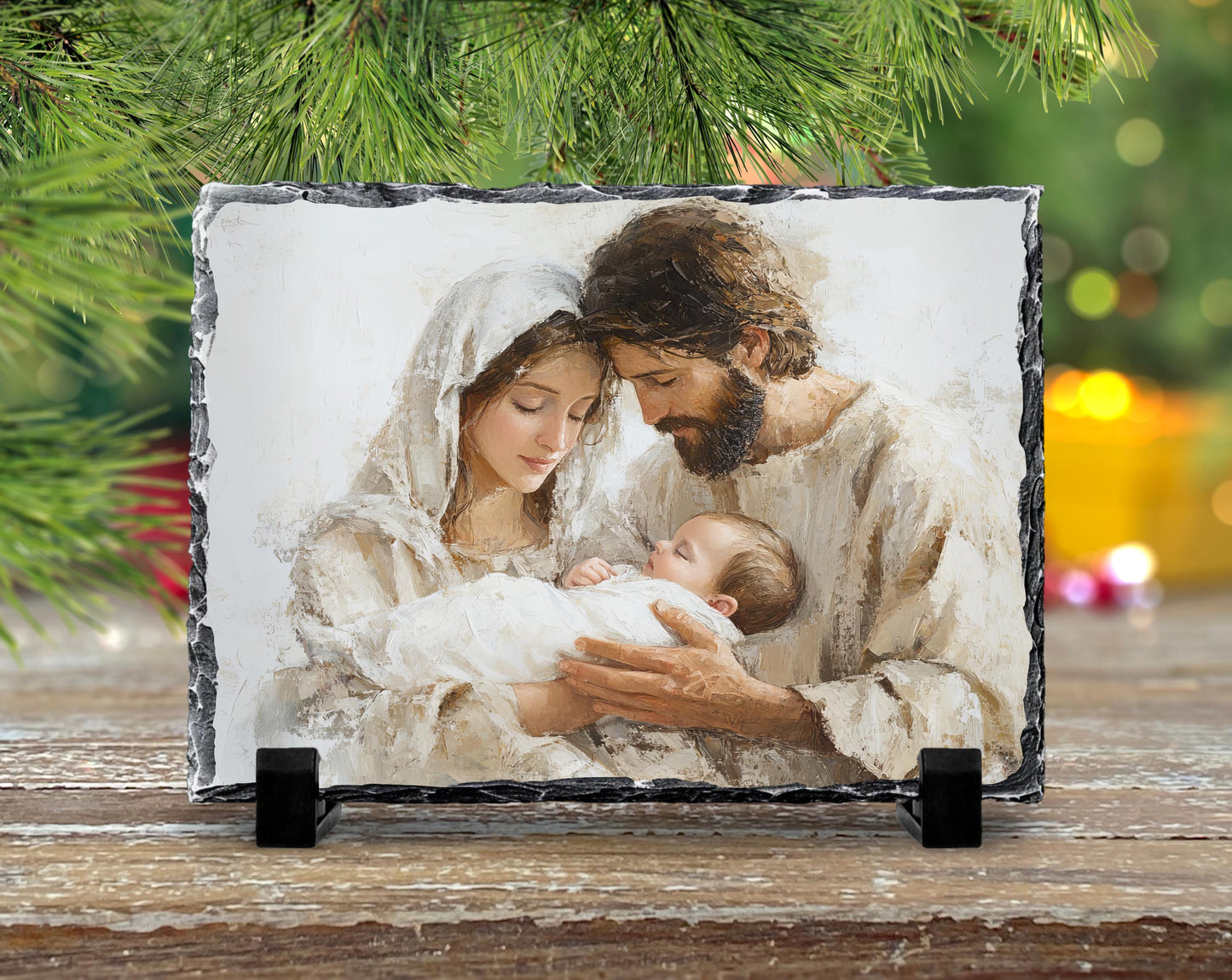 Fractured Edges Slate Nativity Scene Print - Spiritual Christian Gift for Holidays and Celebrations