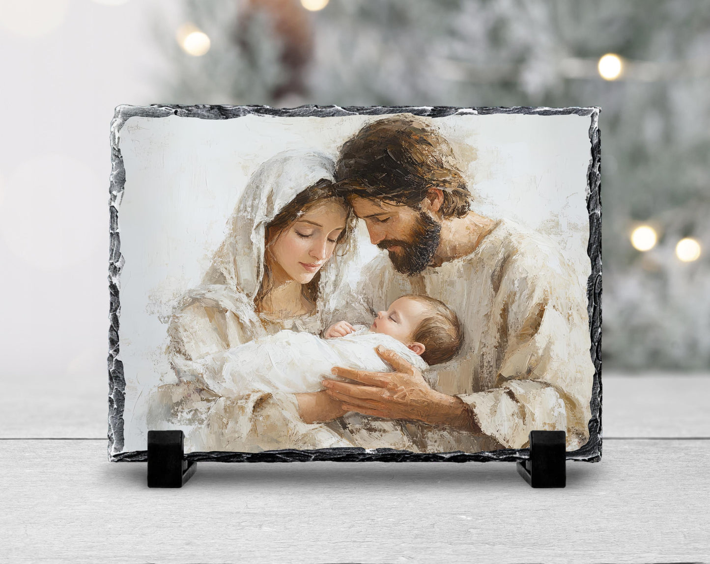 Fractured Edges Slate Nativity Scene Print - Spiritual Christian Gift for Holidays and Celebrations
