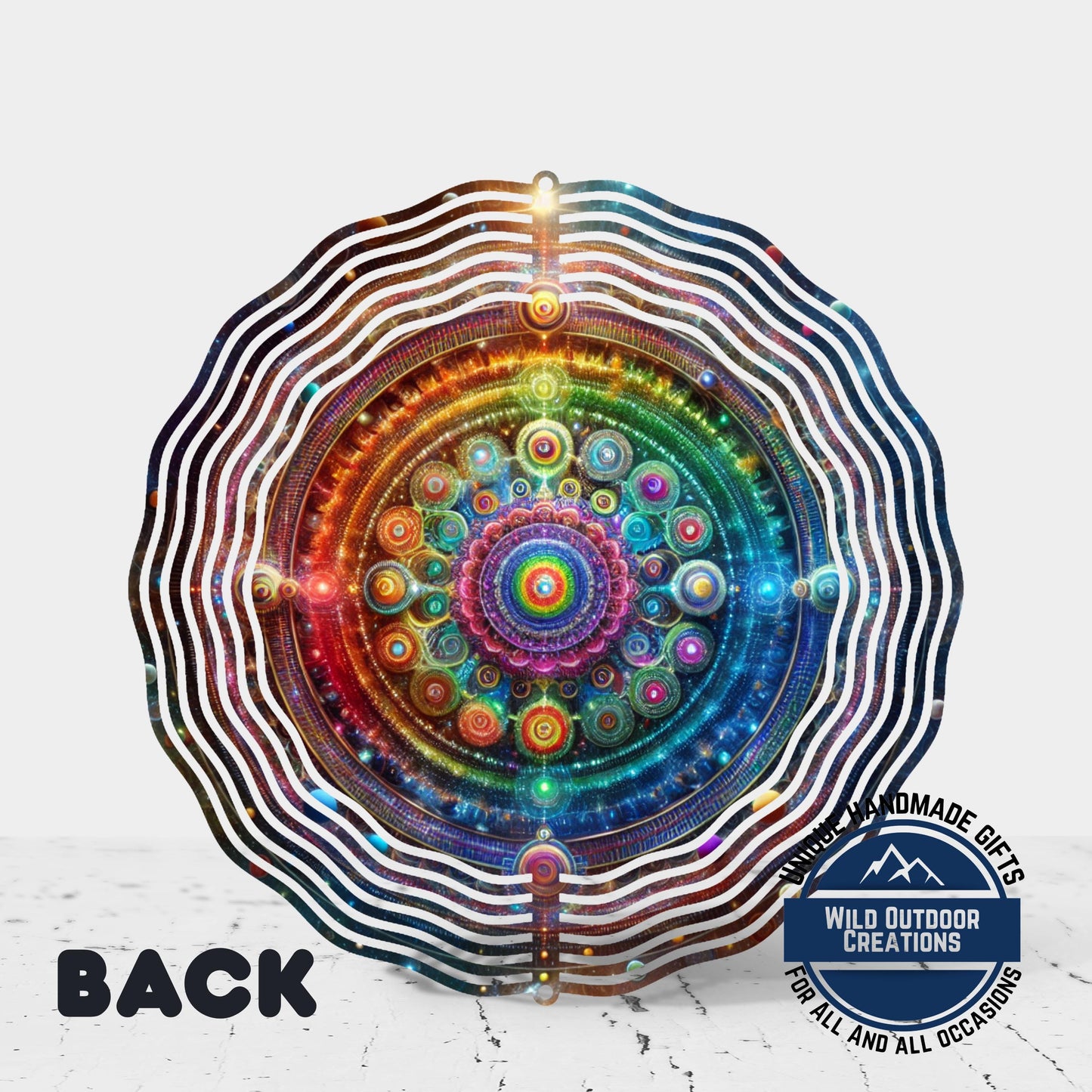 Neon Mandala Wind Spinner - Boho Garden Decor | Double Sided Aluminum Spinner