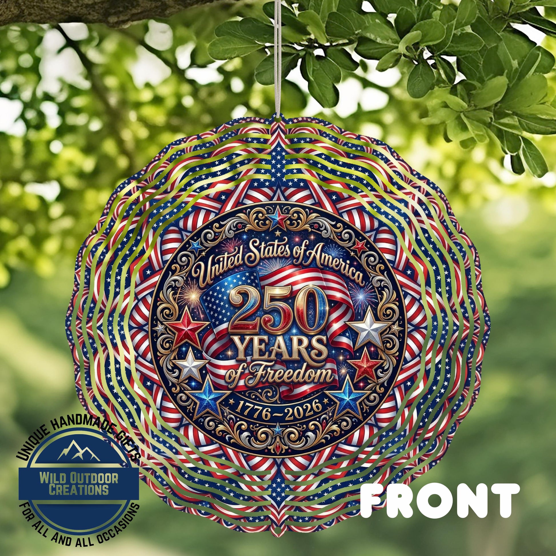 USA 250th Anniversary Wind Spinner – Patriotic Garden Decor | Aluminum Outdoor Spinner - additional angle