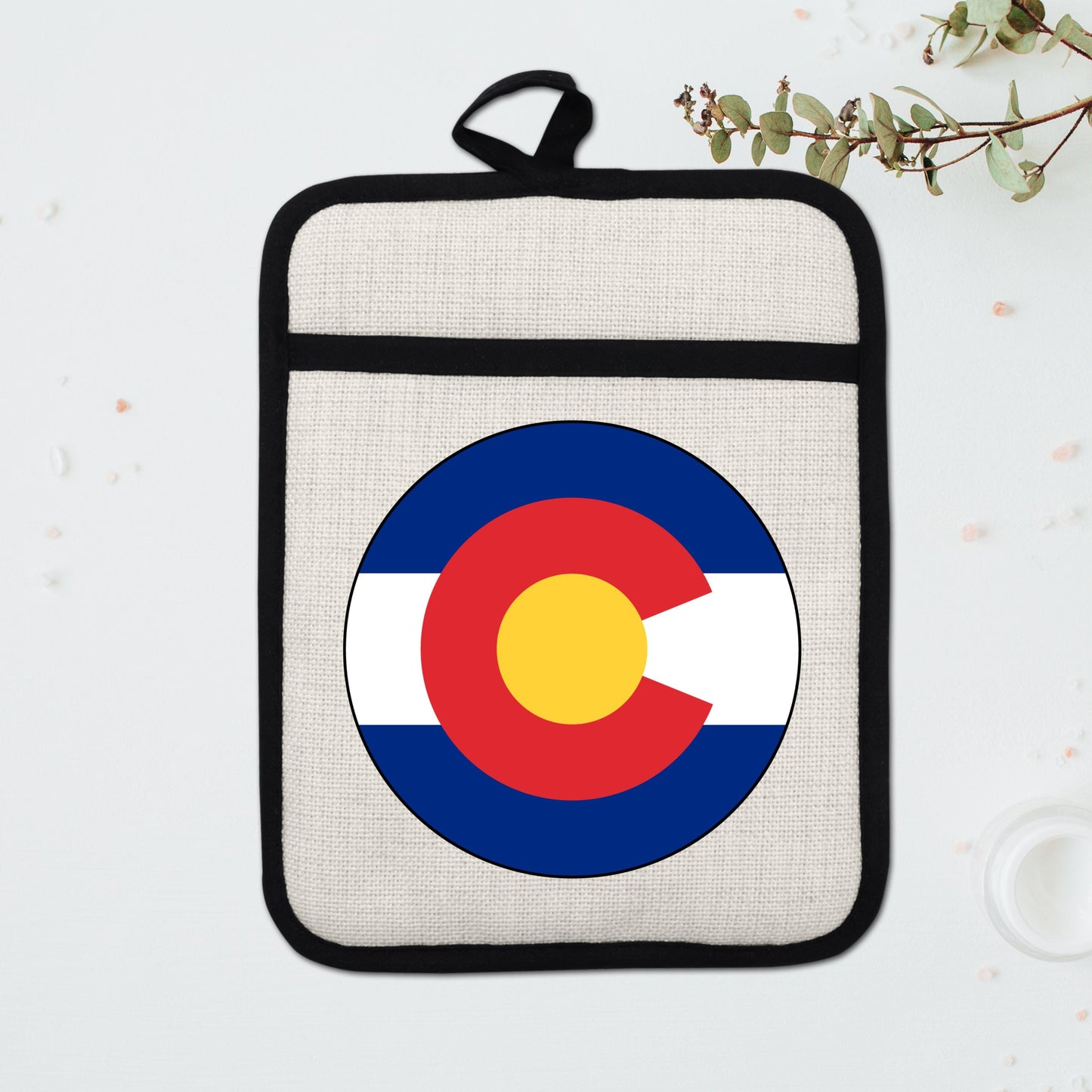 Colorado State Flag Pot Holder – Durable Linen & Silicone Kitchen Grip 9x7 Inches