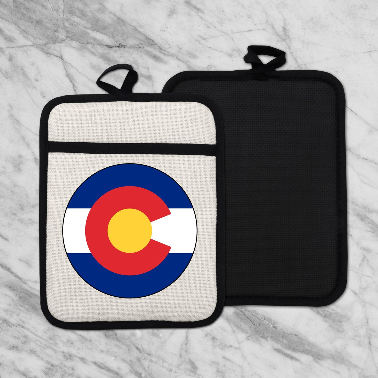 Colorado State Flag Pot Holder – Durable Linen & Silicone Kitchen Grip 9x7 Inches