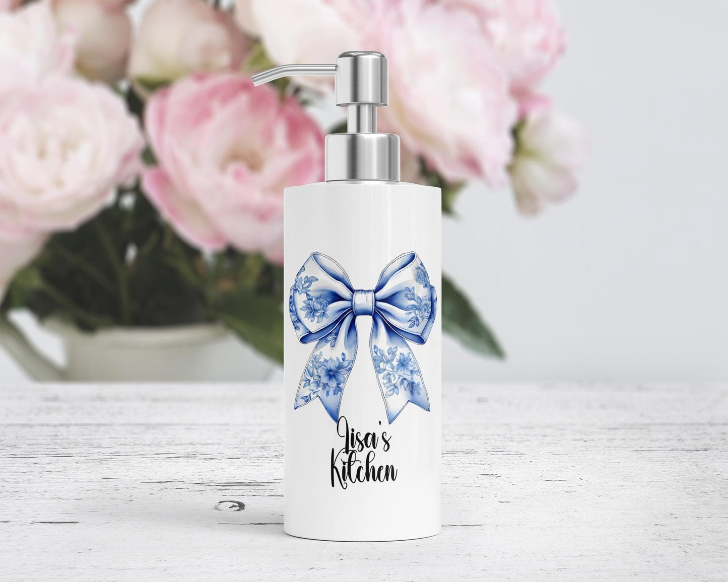 Personalized 18oz Stainless Steel Soap Dispenser with Coquette Box - Unique Bridal Shower Gift  Kitchen Decor