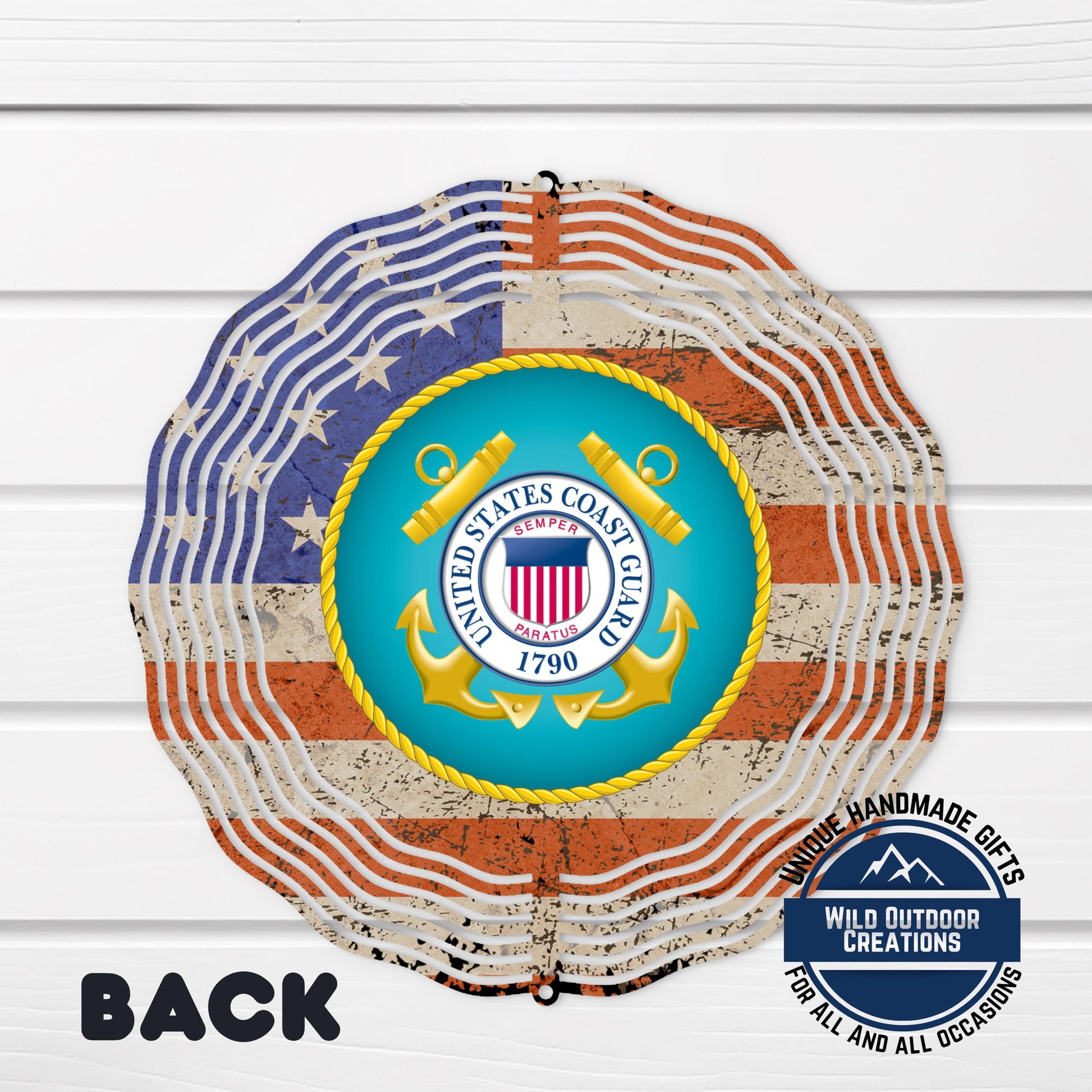 Coast Guard Wind Spinner – Patriotic Garden Decor | Durable Aluminum Outdoor Art - alternate view
