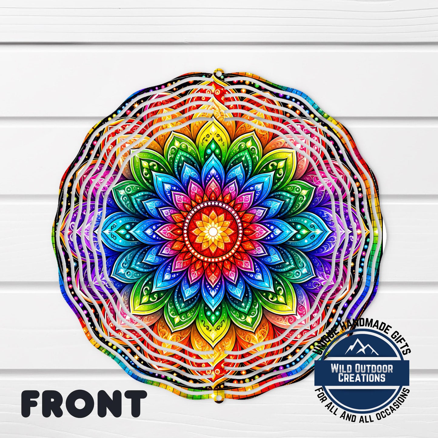 Colorful Mandala Wind Spinner Rainbow Garden Decor Double Sided Aluminum Spinner