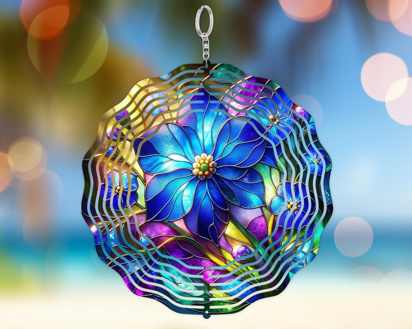 Forget-Me-Not Wind Spinner – 10 Inch Aluminum Garden Kinetic Art with 360 Degree Rotation