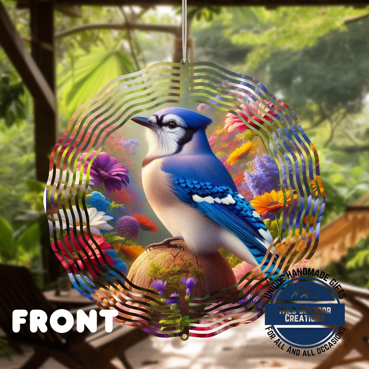 Blue Jay Wind Spinner – 10 Inch Outdoor Wind Spinner with 360 Swivel Hook