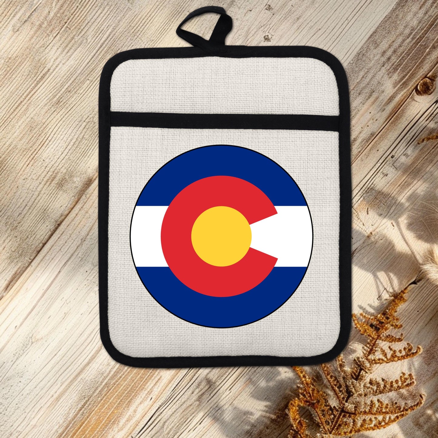Colorado State Flag Pot Holder – Durable Linen & Silicone Kitchen Grip 9x7 Inches