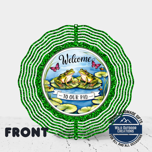 Frog Garden Spinner - Outdoor Garden Decor with Blue Green Glitter & UV Protection