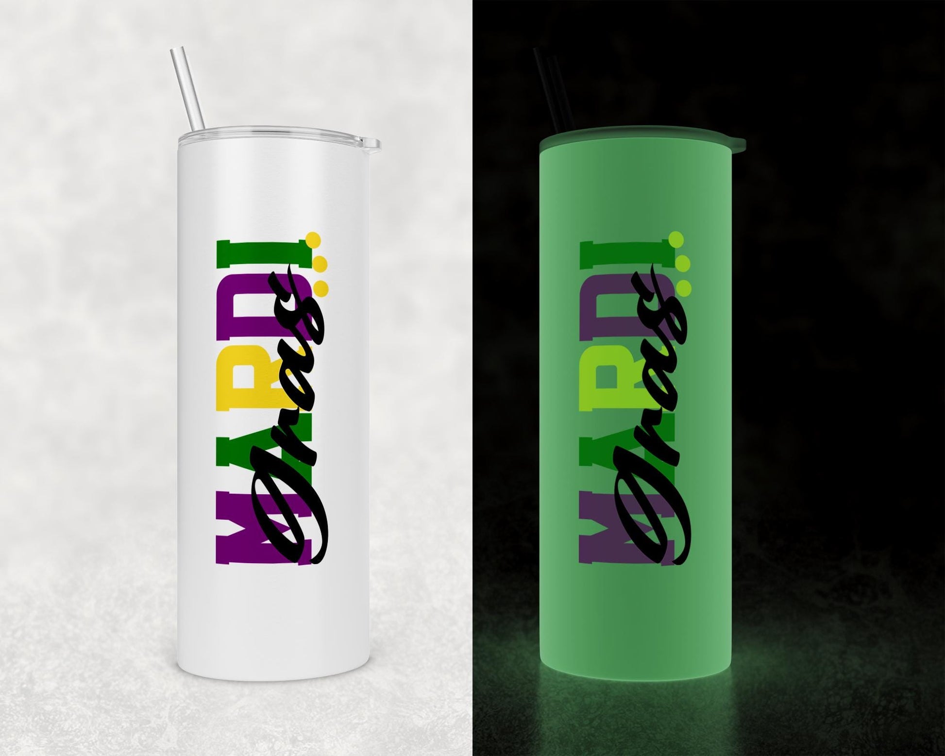 Glow-in-the-Dark Tumbler - Custom Name Skinny Steel Cup | 20oz or 30oz Double Wall - alternate view