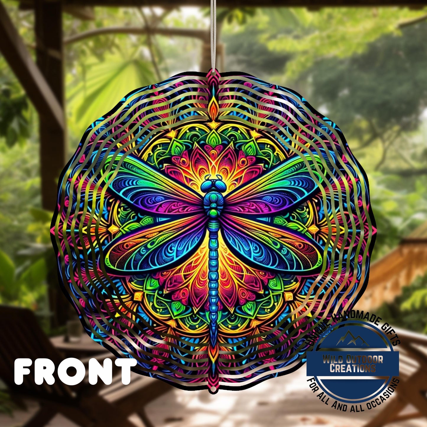 Dragonfly Wind Spinner - Vibrant Rainbow Neon Garden Decor With 360 Degree Swivel