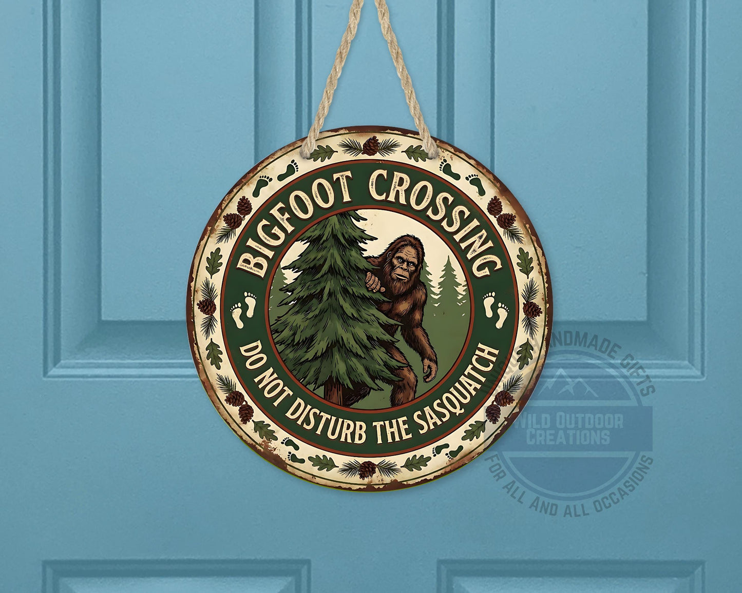 Bigfoot Crossing Sign - Rustic Cabin Decor | Weather Resistant Outdoor Porch Sign