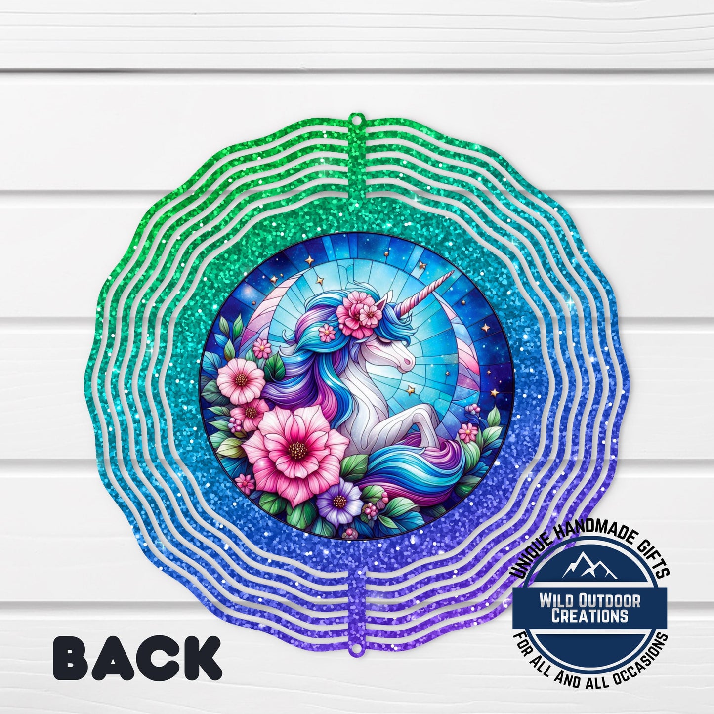 Unicorn Wind Spinner - Double Sided Glitter Ombre 10 Inch Outdoor Decor