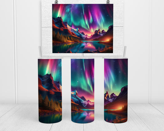 Northern Lights Tumbler - 20oz  30oz Aurora Borealis Design Unique Nature Lover Gift Woodland Drinkware