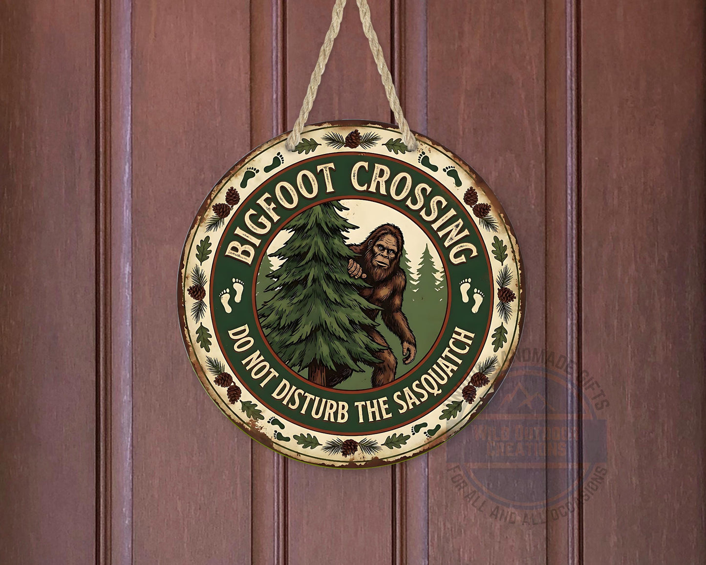 Bigfoot Crossing Sign - Rustic Cabin Decor | Weather Resistant Outdoor Porch Sign