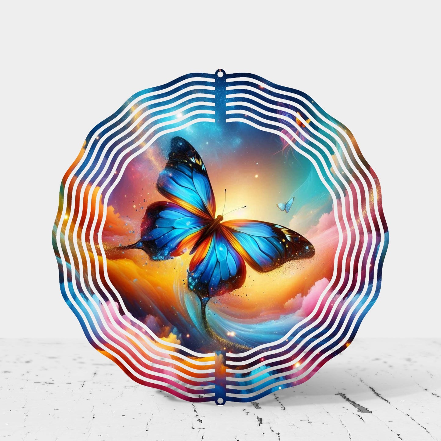Butterfly Wind Spinner Whimsical Metal Yard Art  Sunlight Catcher for Outdoor Decor