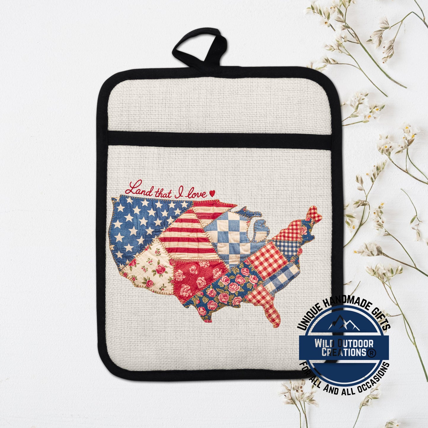 Patriotic Pot Holder – USA Kitchen Decor Non Slip Potholder With Pocket, Heat Resistant - packaging and presentation