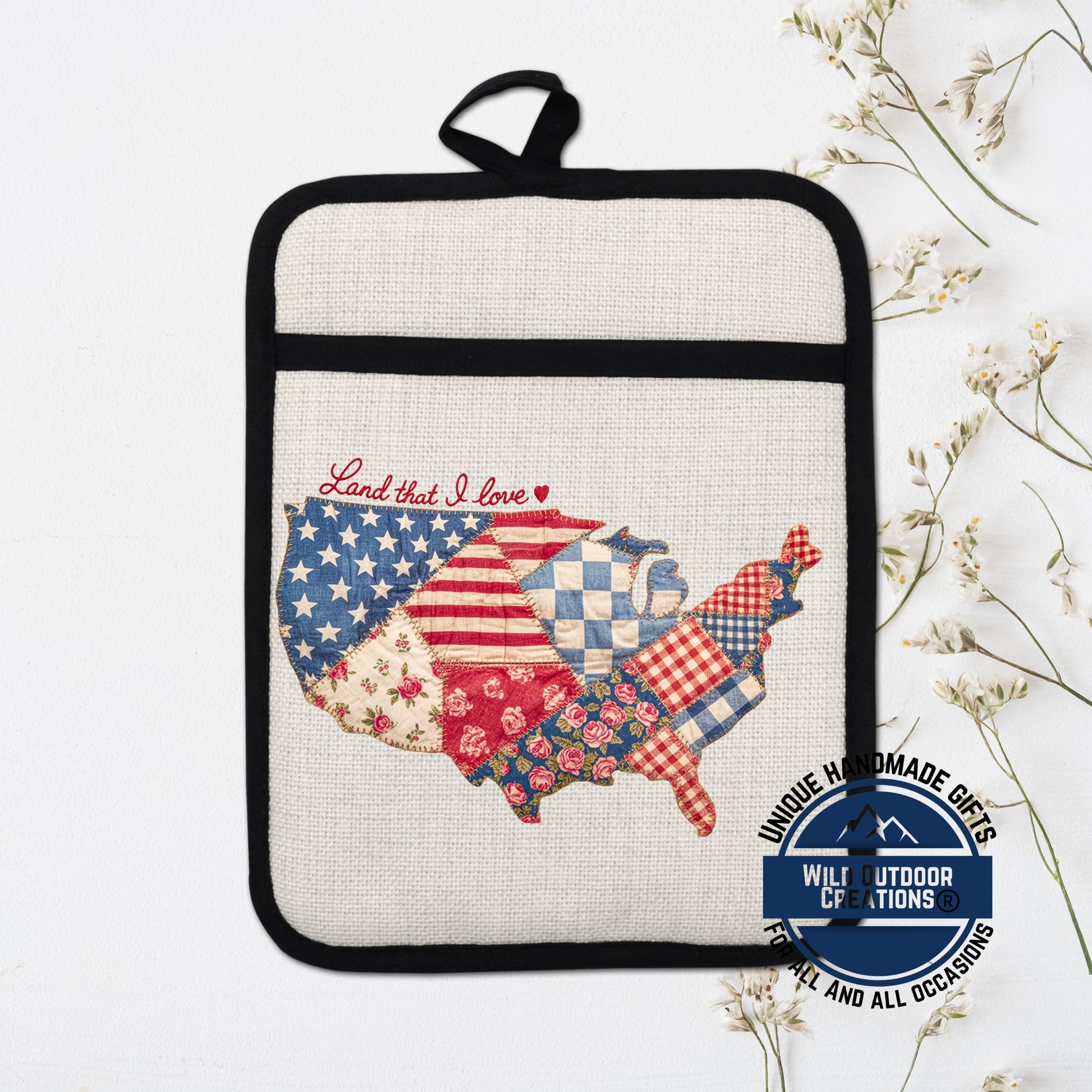 Patriotic Pot Holder – USA Kitchen Decor Non Slip Potholder With Pocket, Heat Resistant - packaging and presentation