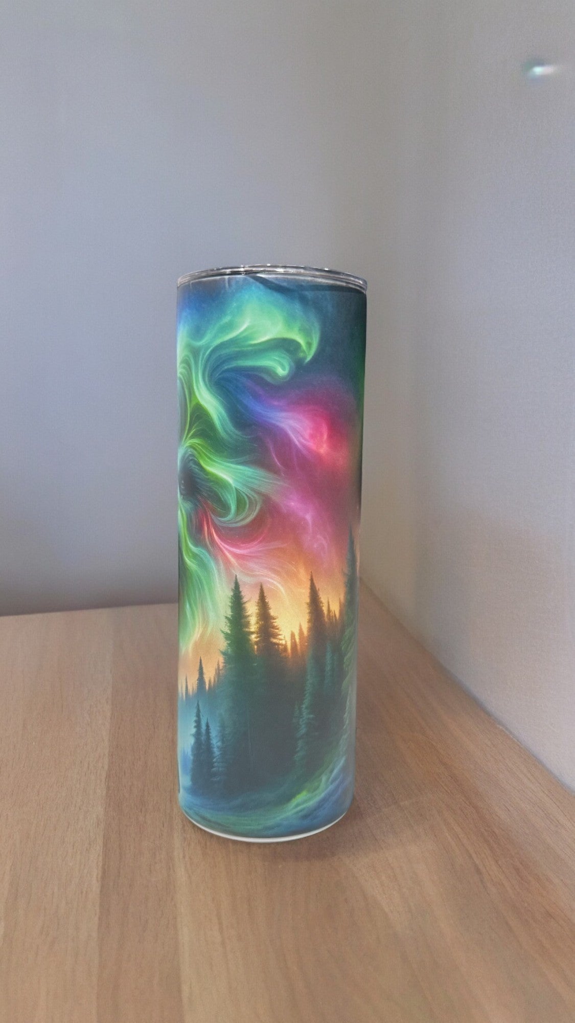 Bigfoot Northern Lights Tumbler, Unique Gifts for Men, Glow in The Dark Tumbler