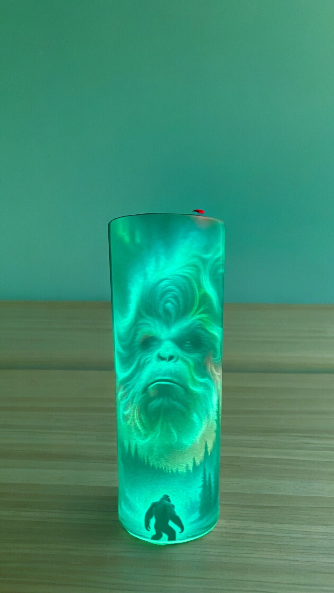 Bigfoot Northern Lights Tumbler, Unique Gifts for Men, Glow in The Dark Tumbler