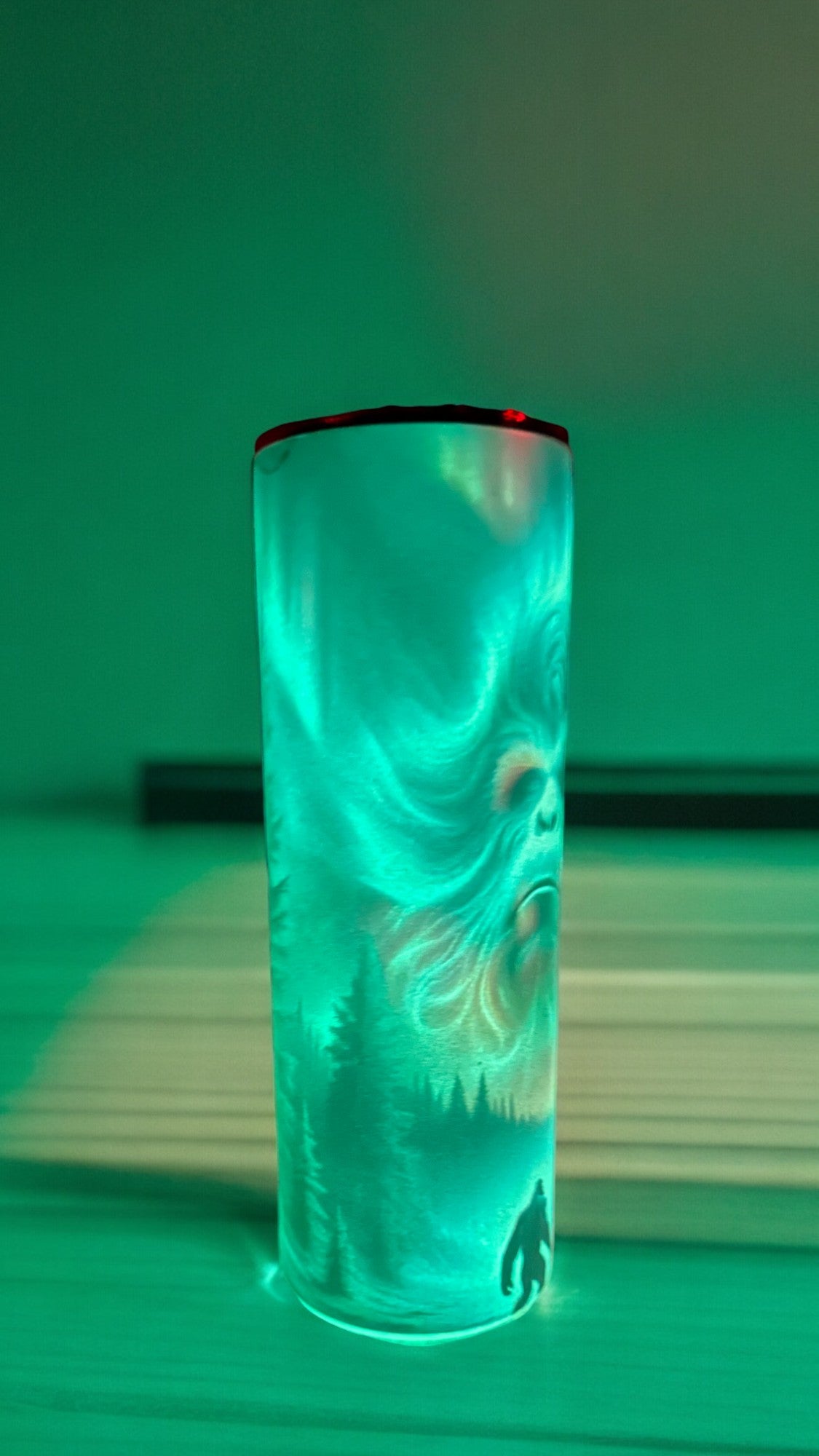 Bigfoot Northern Lights Tumbler, Unique Gifts for Men, Glow in The Dark Tumbler