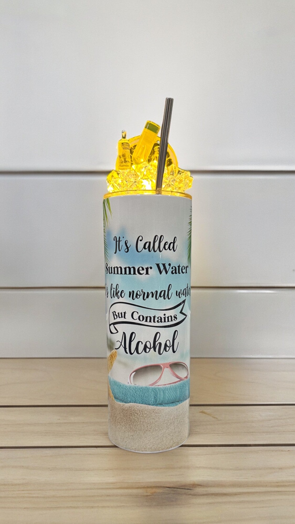 3D Summer Drink Ice Tumbler, Summer Water Tumbler, Alcohol Tumbler, Tumbler with Toppers