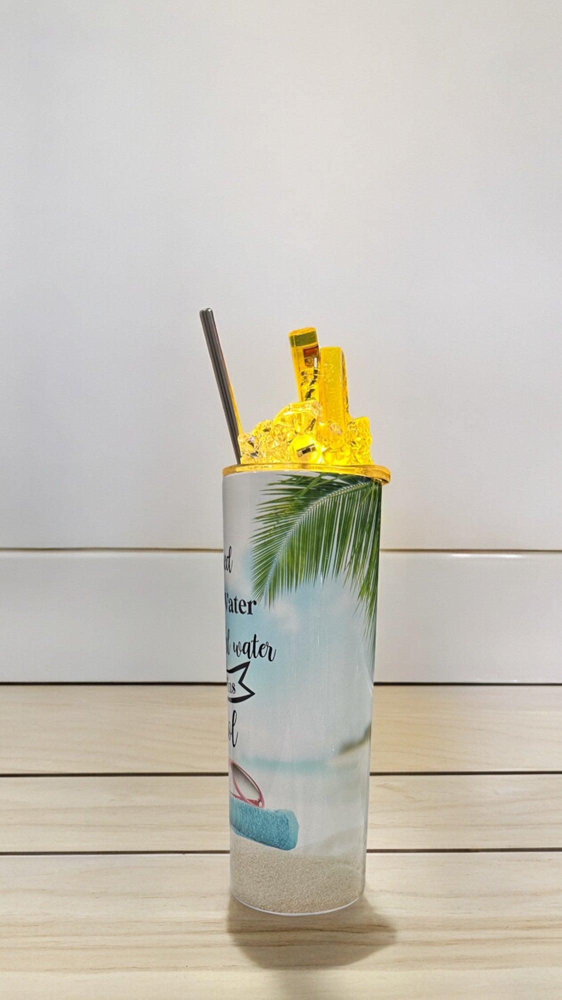 3D Summer Drink Ice Tumbler, Summer Water Tumbler, Alcohol Tumbler, Tumbler with Toppers