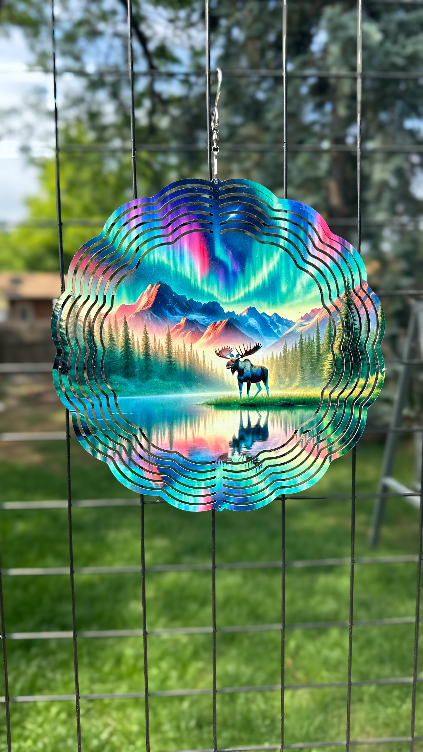 Northern Light Moose 3D Wind Spinner, Outdoorsy Gift For Him