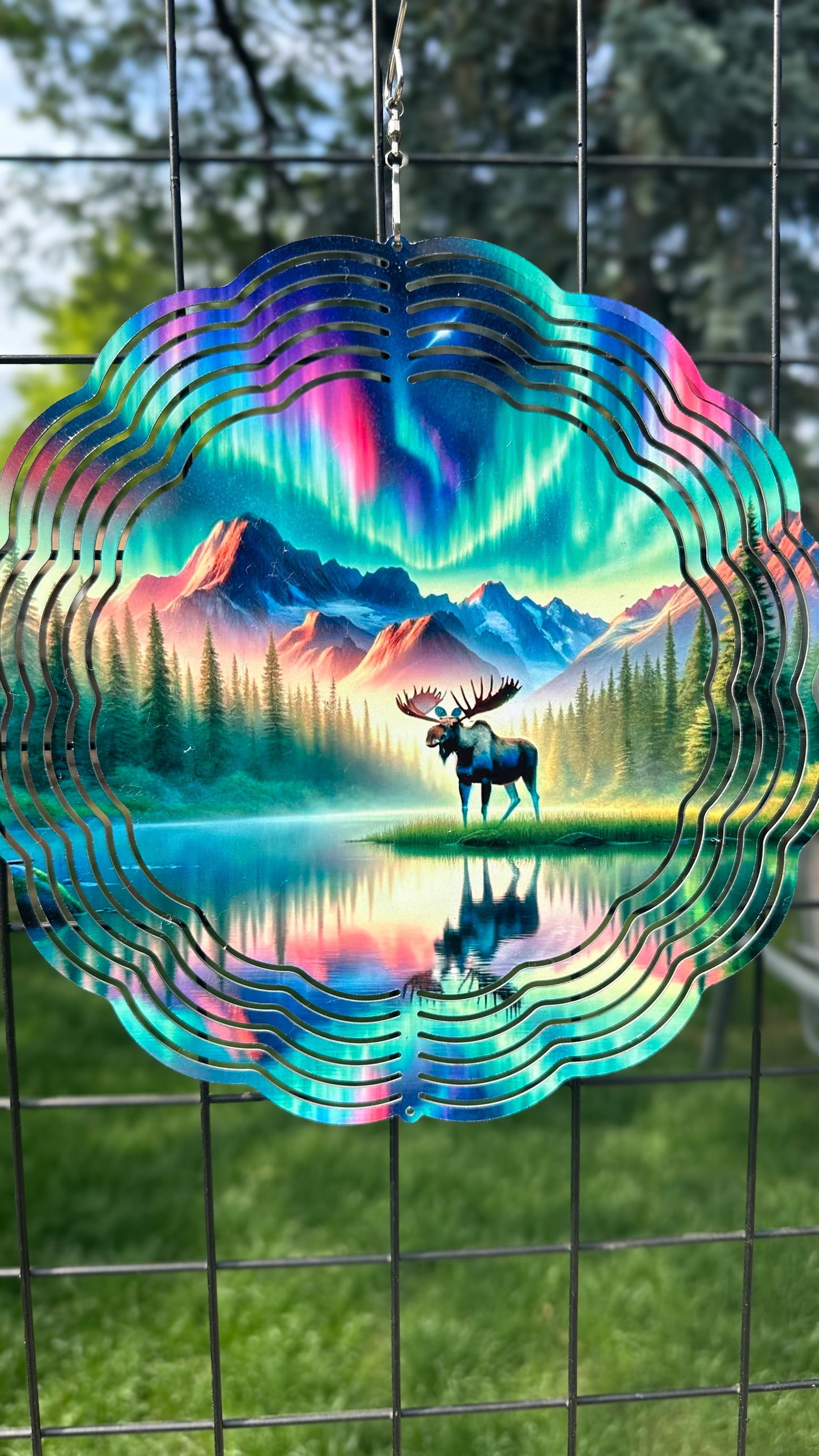 Northern Light Moose 3D Wind Spinner, Outdoorsy Gift For Him