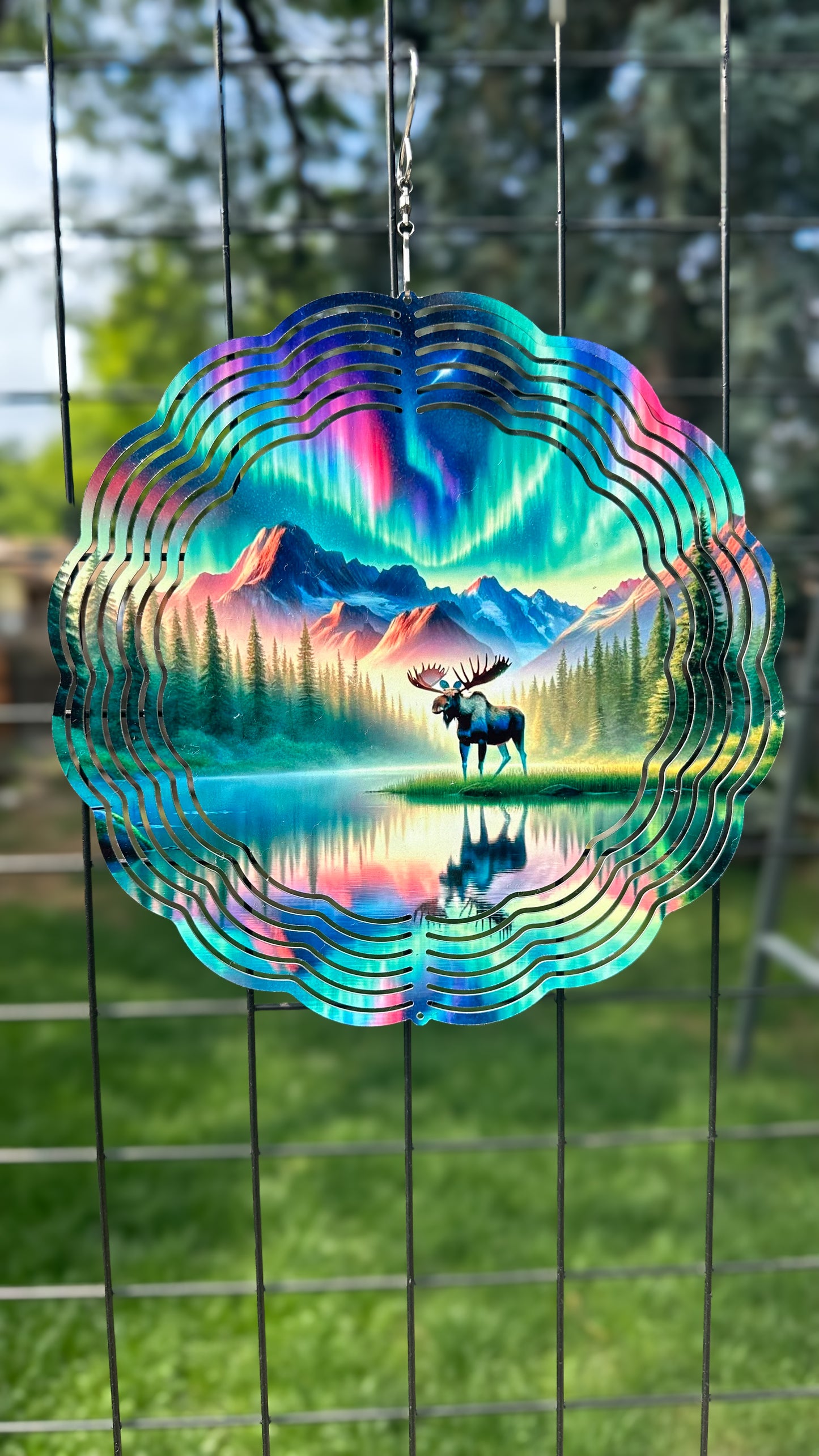 Northern Light Moose 3D Wind Spinner, Outdoorsy Gift For Him