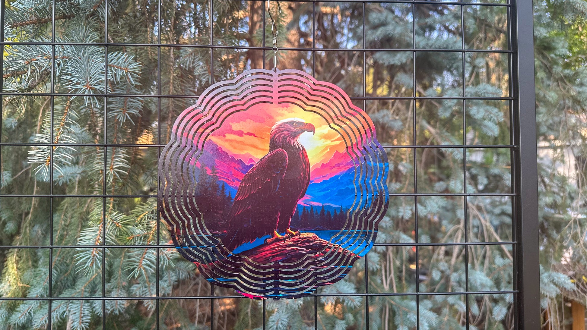 Eagle at Sunset 10' inch 3D Wind Spinner