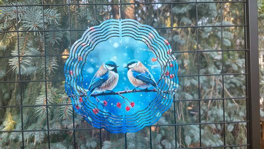 Blue Birds Wind Spinner, 10' inch 3d Wind Spinner, Bird Lover Gift