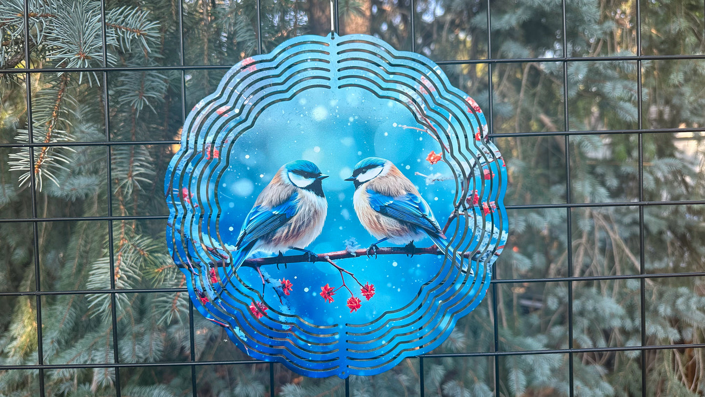 Blue Birds Wind Spinner, 10' inch 3d Wind Spinner, Bird Lover Gift