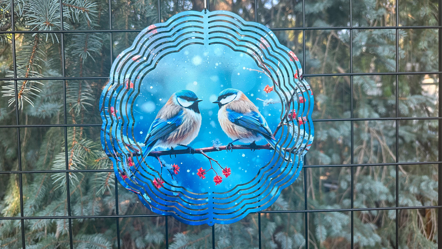 Blue Birds Wind Spinner, 10' inch 3d Wind Spinner, Bird Lover Gift