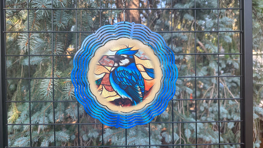 Blue Jay Wind Spinner, 10' Inch 3d Wind Spinner, Bird Lover Gift